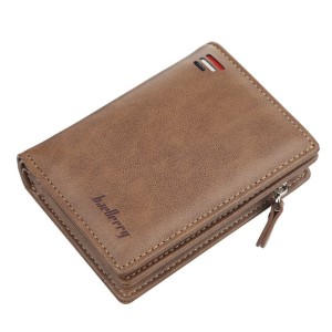 Small men's zippered wallet BAELLERRY D3216 Brown